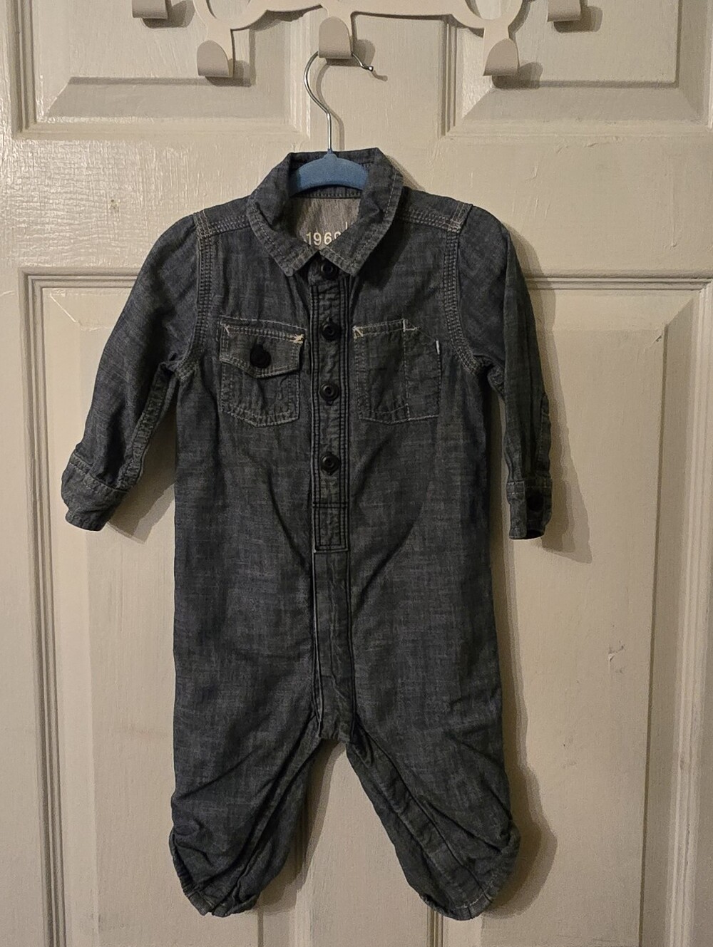 GAP Baby Denim Jacket Romper - Dark Blue